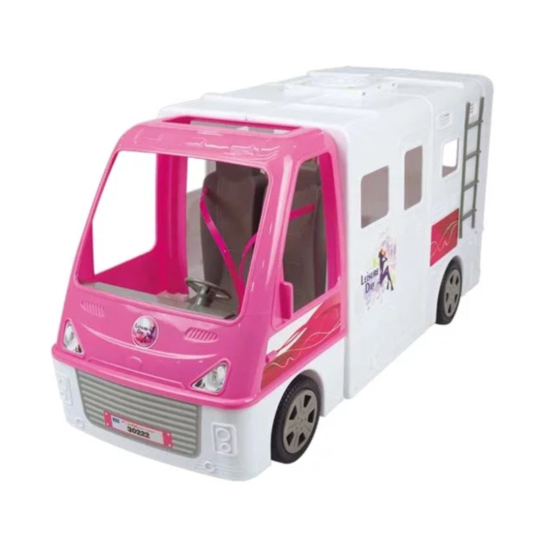 Caravana pentru papusi roz, CST, lungime ambalare: 53x28x21 cm