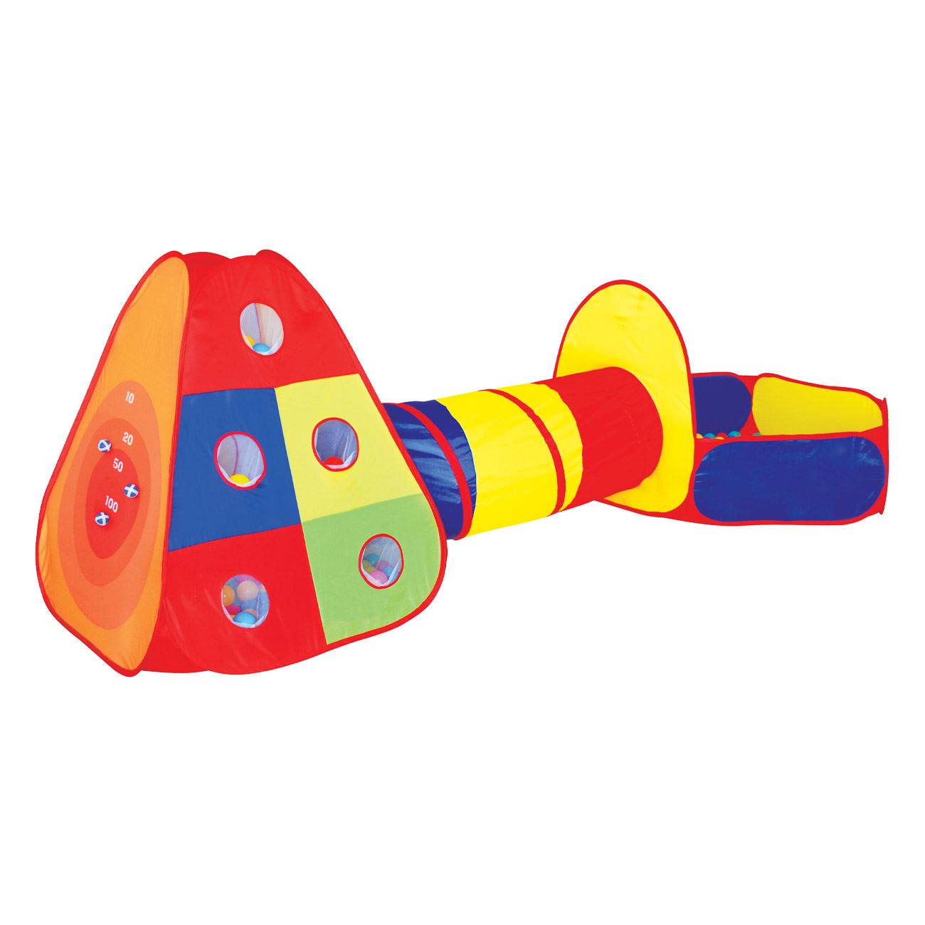 Cort loc de joaca, Cali, tunel + tarc de joaca, 80 bile multicolore