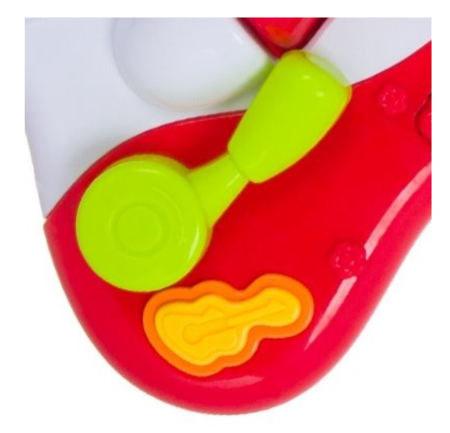 Chitara copii multifunctionala, butoane intermitente colorate si buton de comutare a muzicii, Cali, multicolora, lungime 40 cm