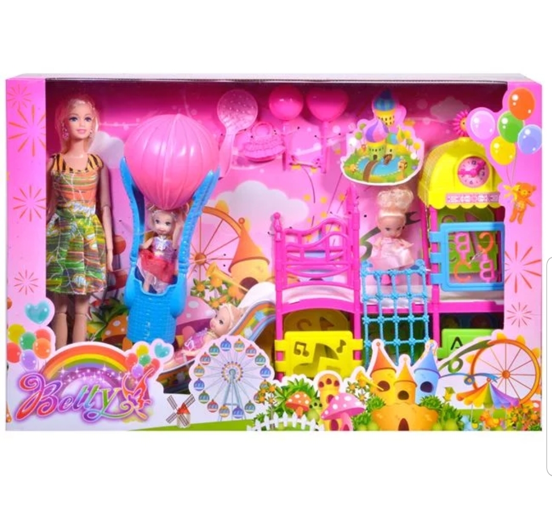 Set Papusa cu bebe si accesorii de joaca, CST, Roz