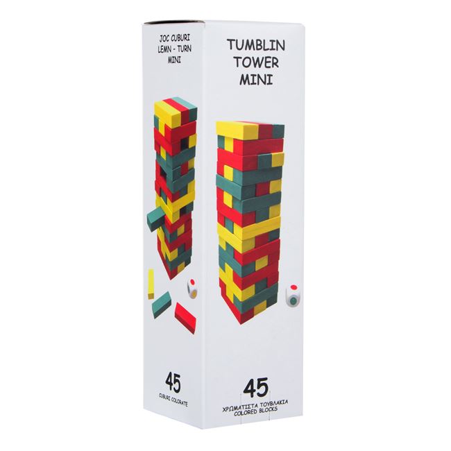 Joc Tumblin Tower Mini colorat 45 buc