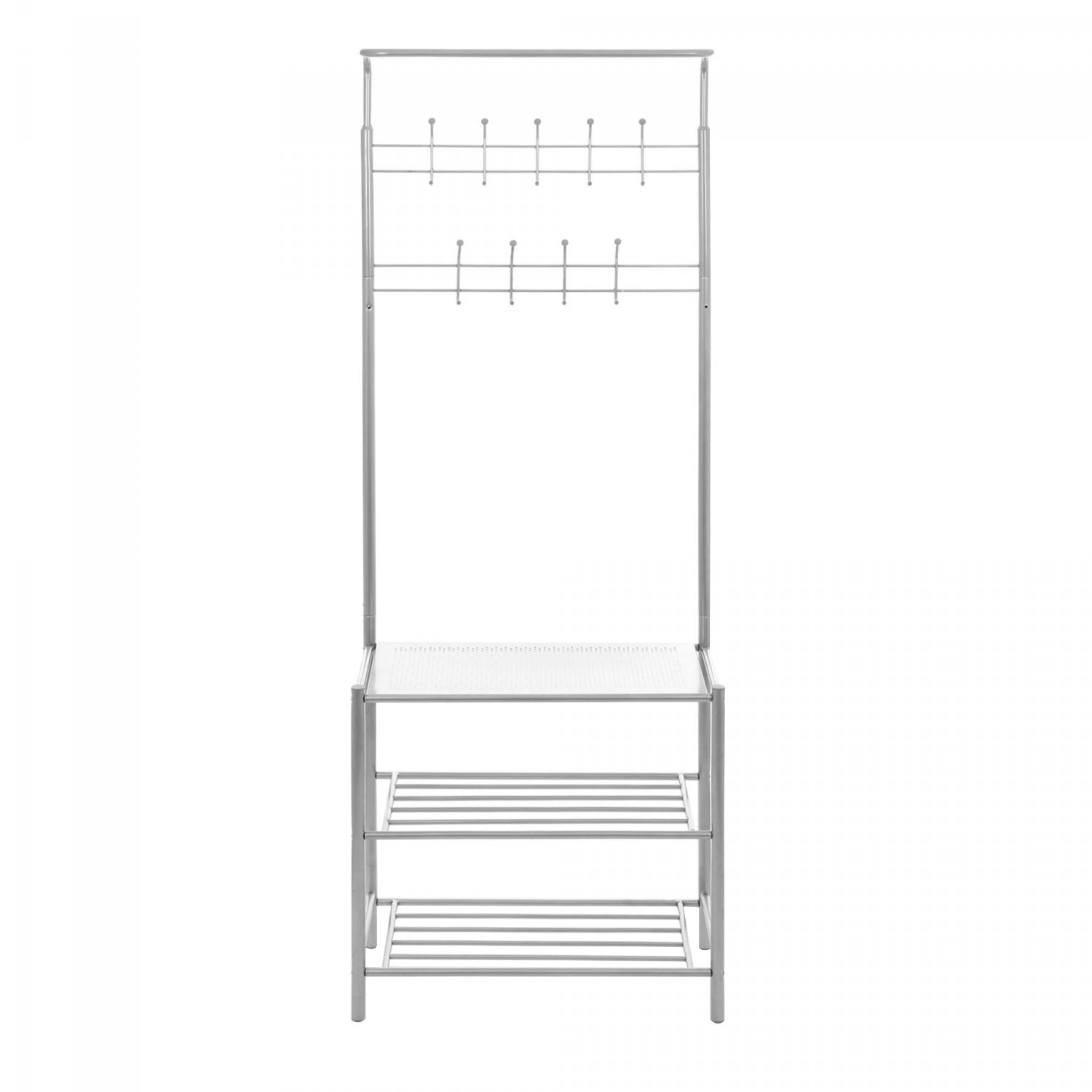 Cuier hol cu 18 agatatori si rafturi,Cali Rack gri, 670 x 330 x 1850 mm