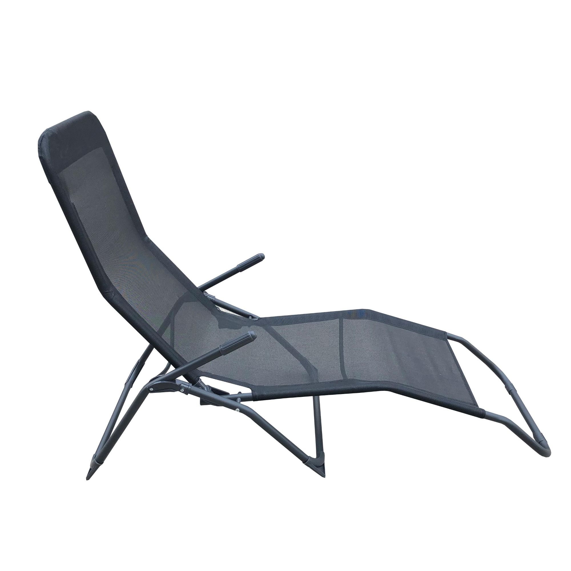 Sezlong pliabil CST, cadru otel, sezut textil, 139 x 60 x 99 cm, negru
