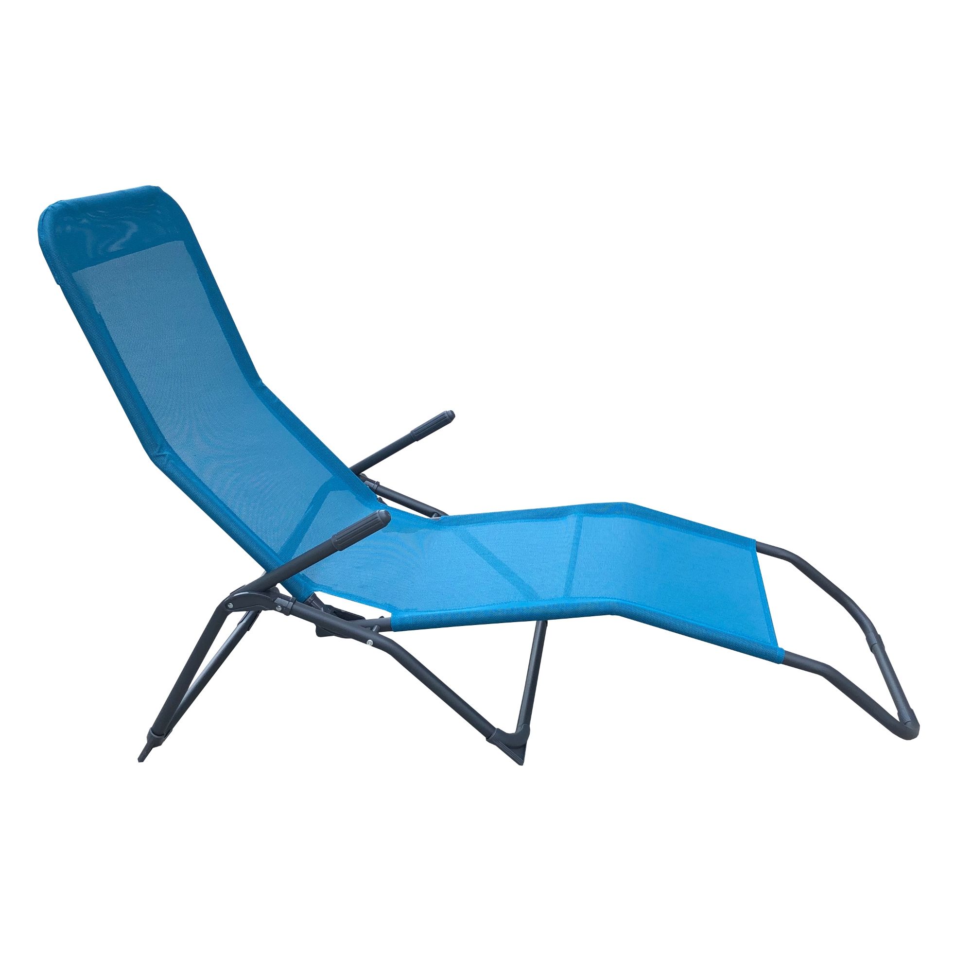 Sezlong pliabil CST, cadru otel, sezut textil, 139 x 60 x 99 cm, albastru