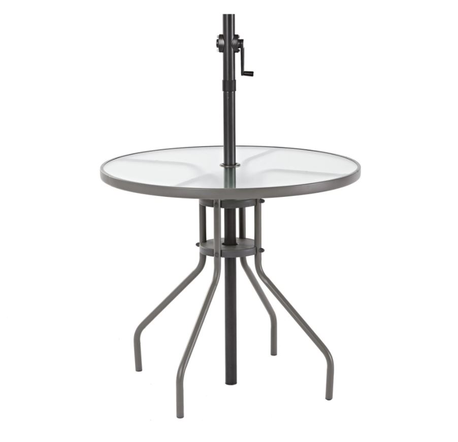 Masa rotunda VENITIVO  , cadru din otel cu blat de sticla, 80 x 80cm, gri