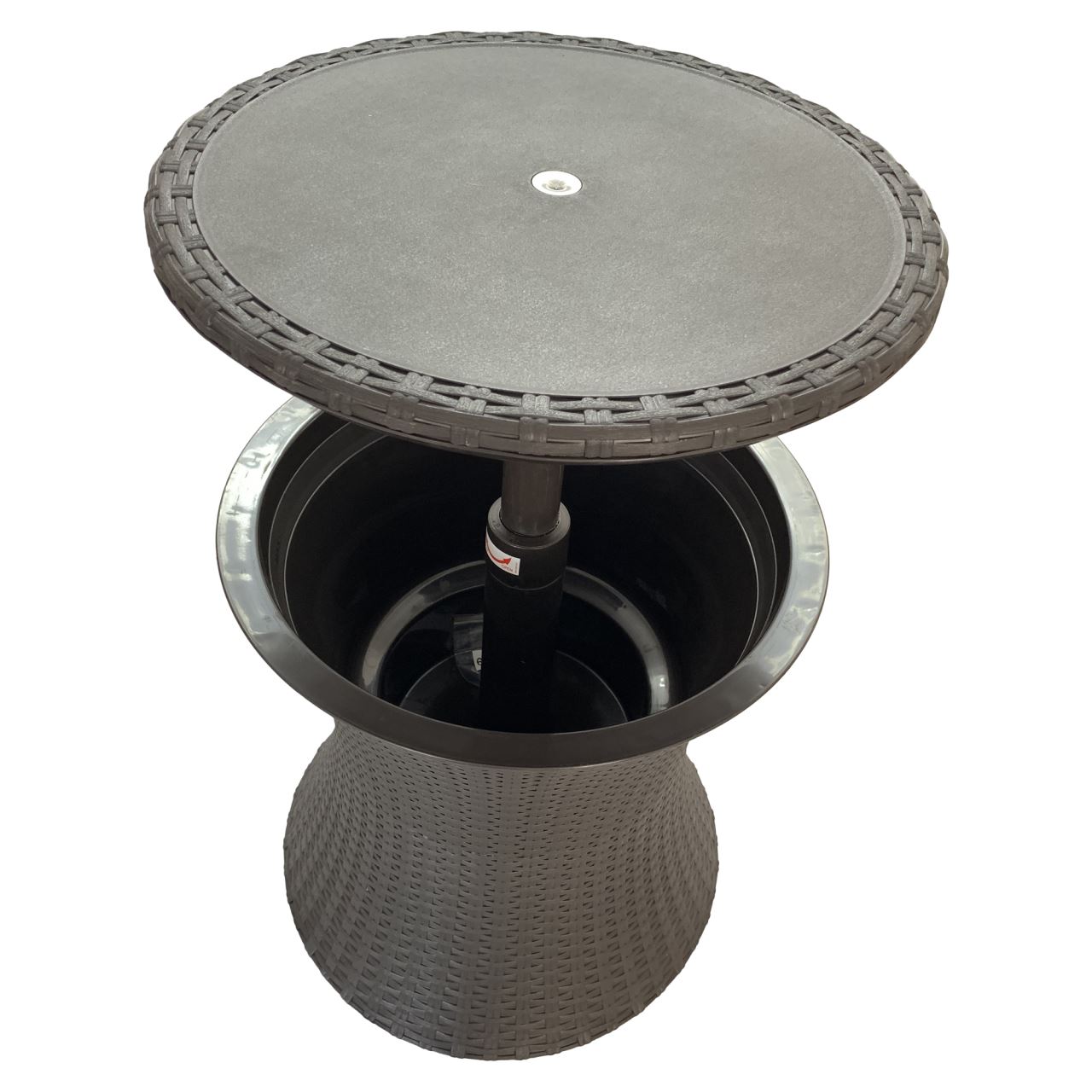 Masa cu recipient pentru racire Cool Bar Curver , plastic, model rattan, diametru 49.5 cm