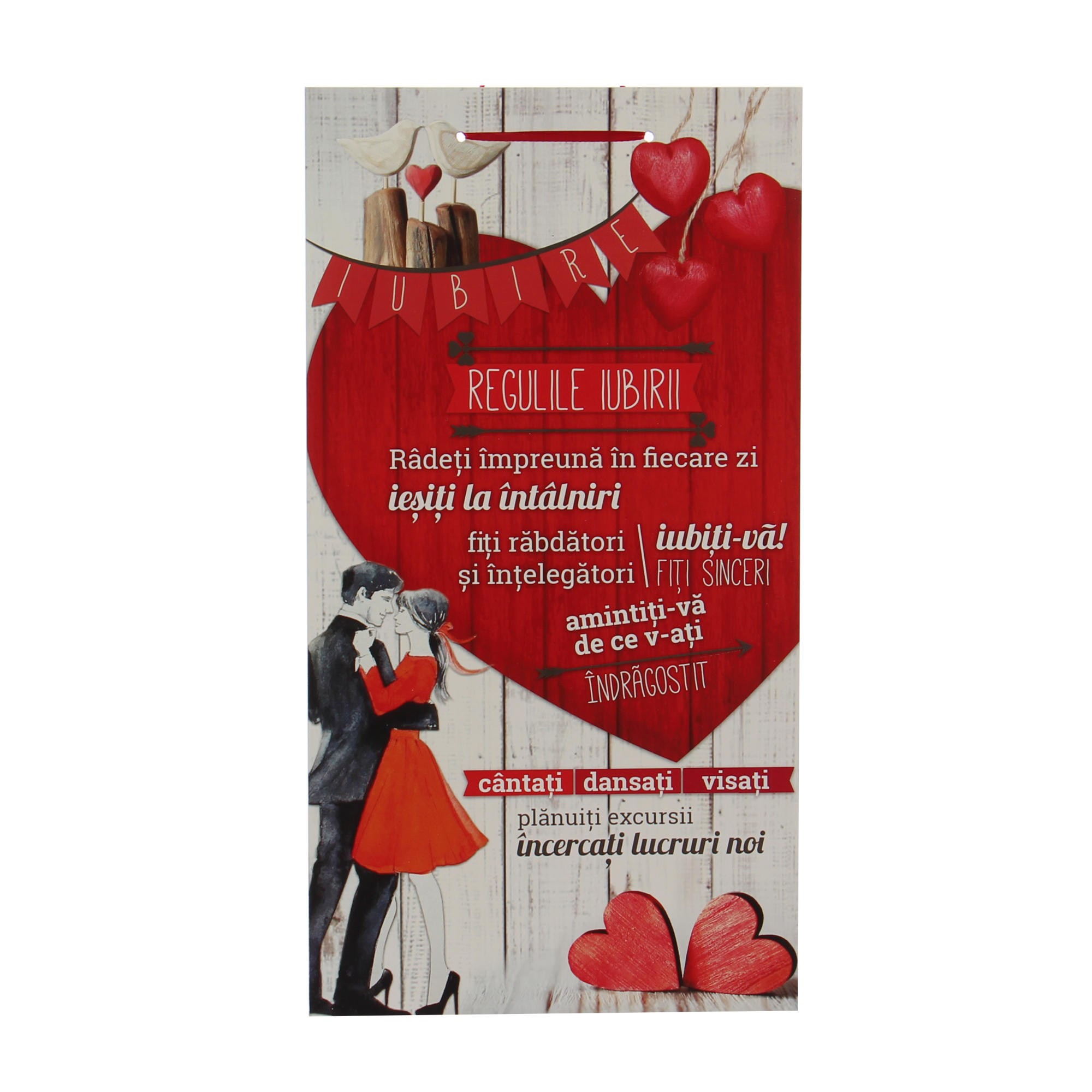 Tablou din lemn, dreptunghiular, CST, Love message, 48 x 25.5 cm