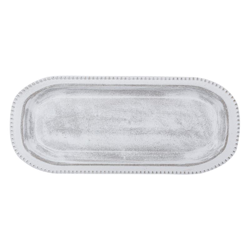 Platou decoratv din lemn, Cali, argintiu, 35×15 cm