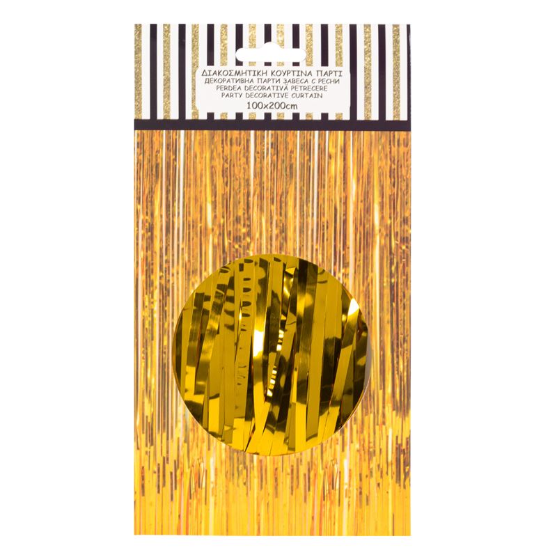 Perdea decorativa, Cali, din folie aurie, pentru petreceri tematice, 100 x 200 cm