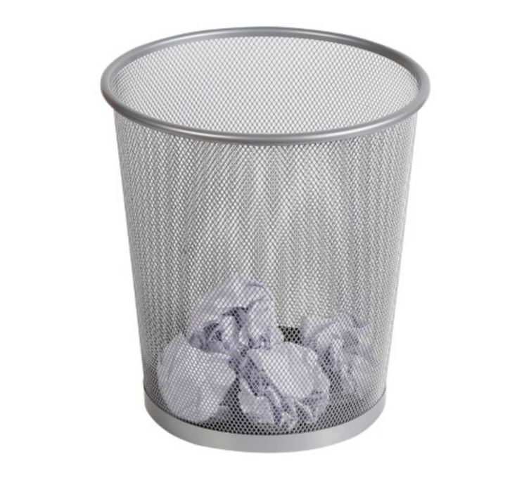 Cos de gunoi din metal pentru birou, 8.5lt, argintiu