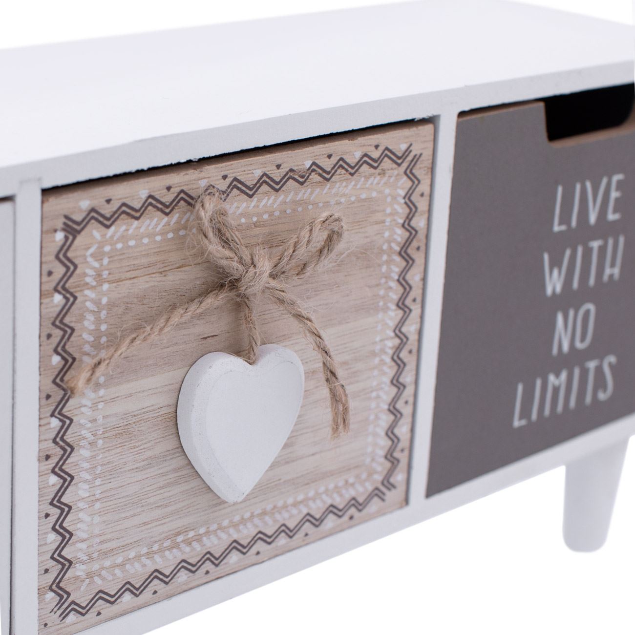 Cutie din lemn cu model, 3 sertare, multicolor, 37x12x12 cm