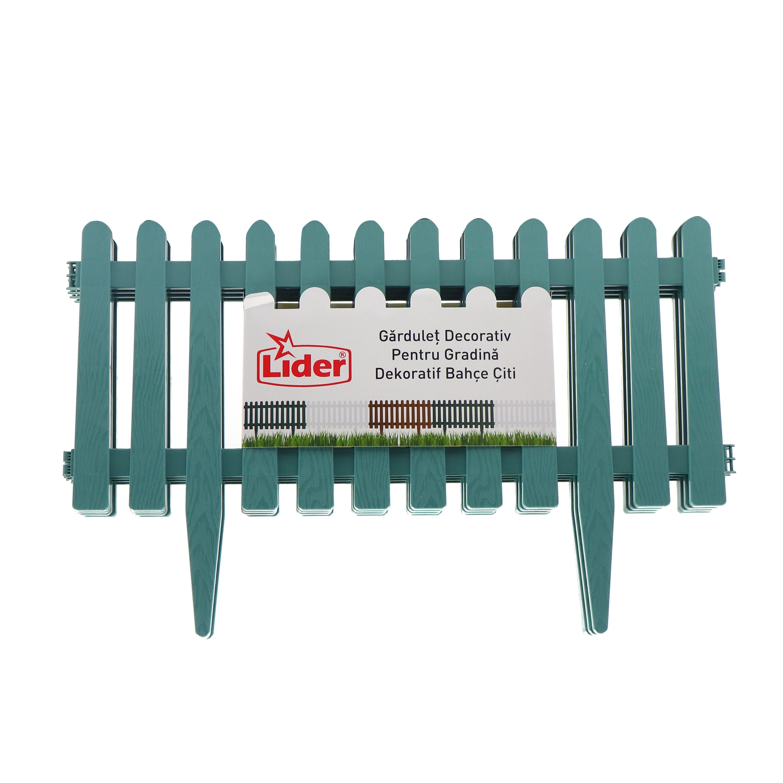 Set 4 bucati gard clasic Cali Garden, pentru gradina, plastic, verde, 220 x 34 cm