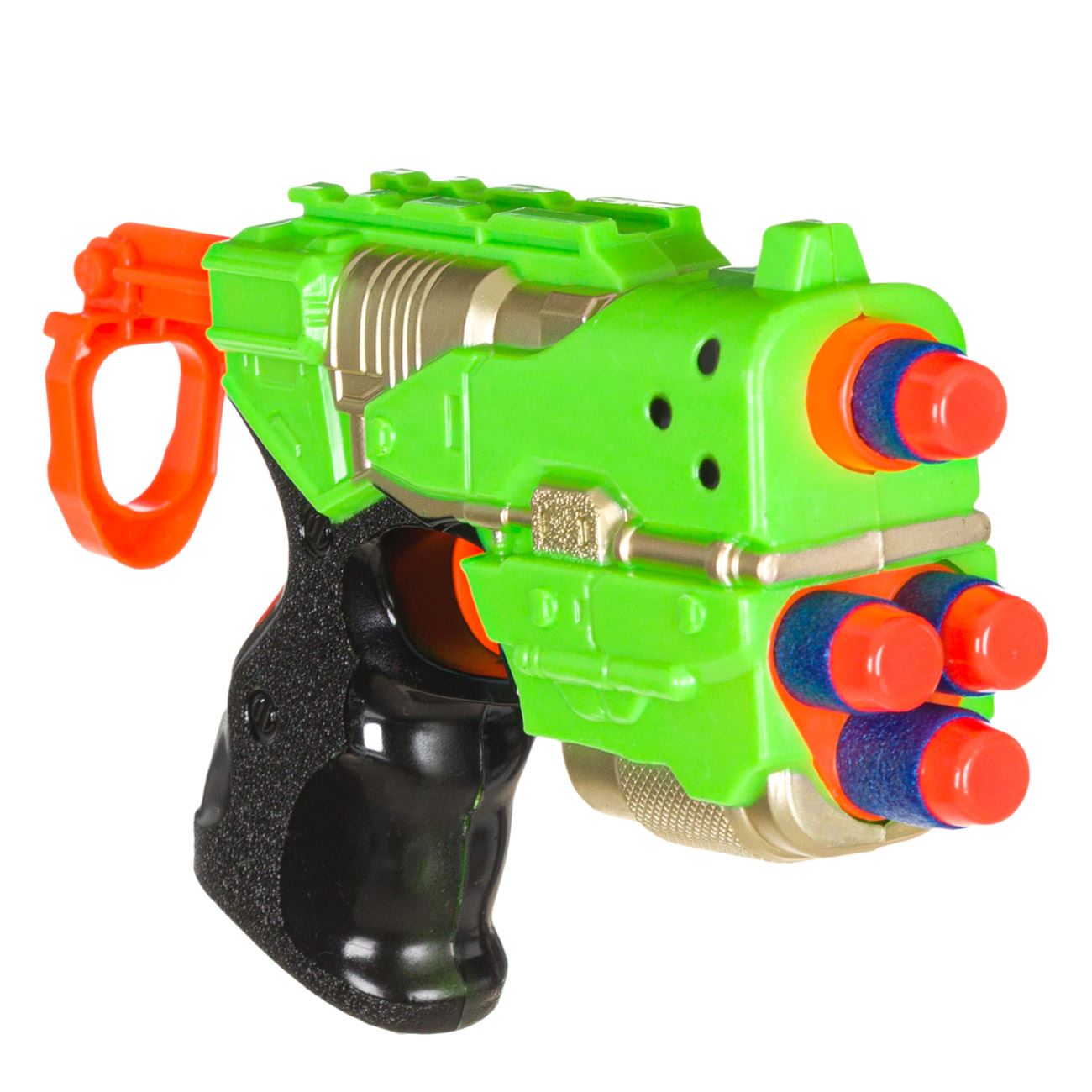 Jucarie pistol, 4 proiectile, Cali, verde, 6 ani +