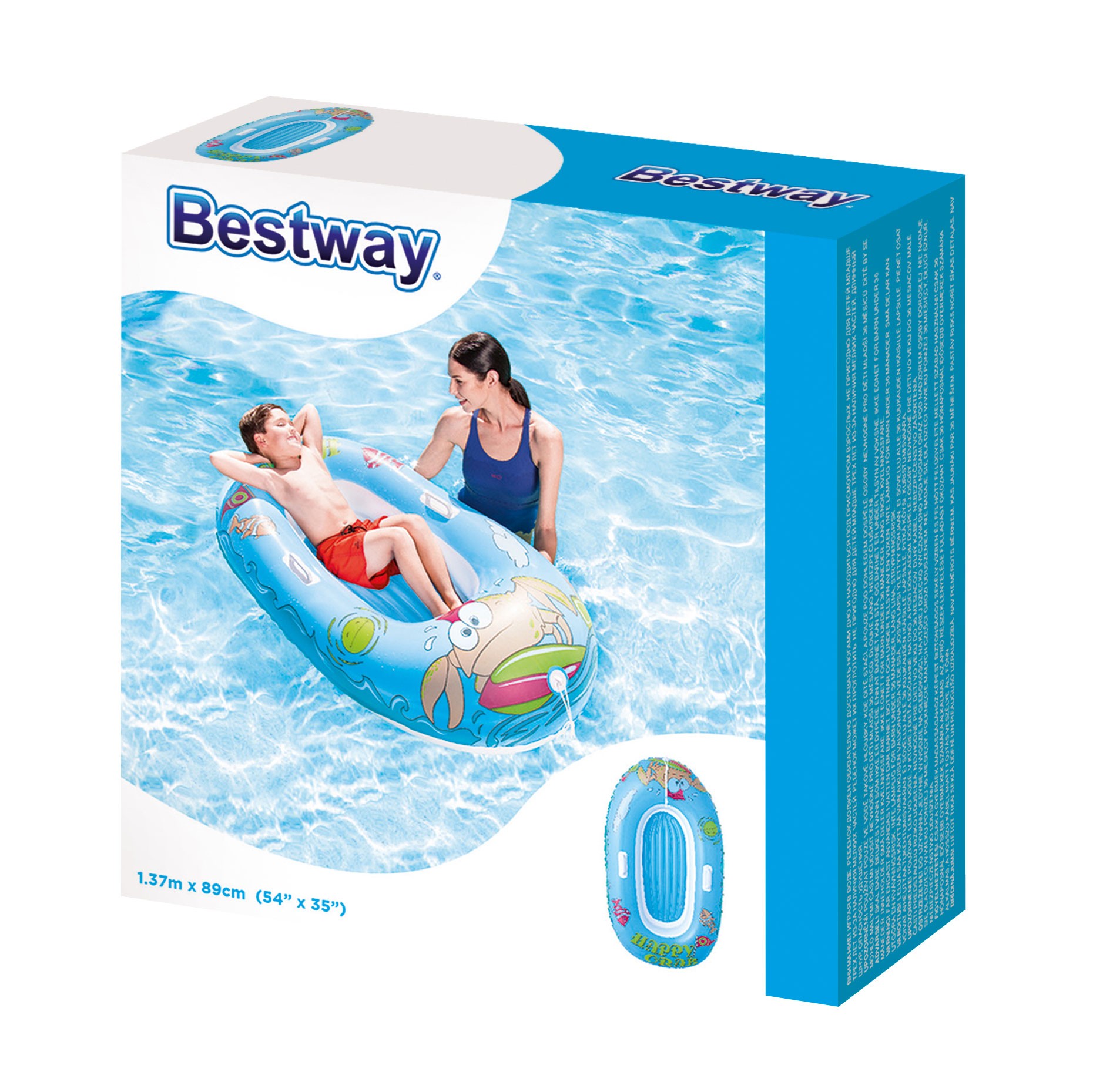 Barca gonflabila pentru copii Bestway 34010, vinil, 137 x 89 cm