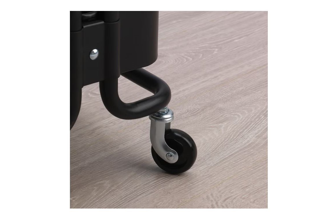 Dulap din metal negru cu roti, 38x28x65 cm