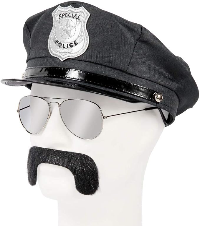 Sapca Politist VENITIVO pentru petrecerea de Halloween, marime universala, material poliester, culoare neagra