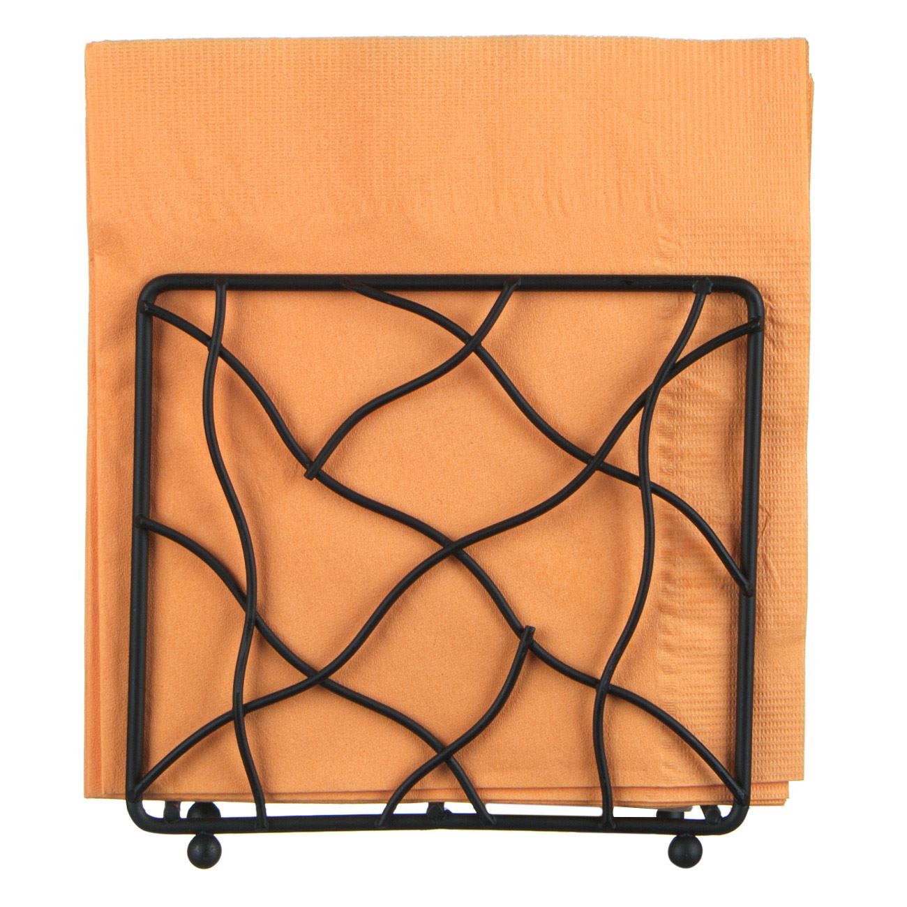Suport servetele, Cali, 14 x 4.5 x 14 cm, metal, negru