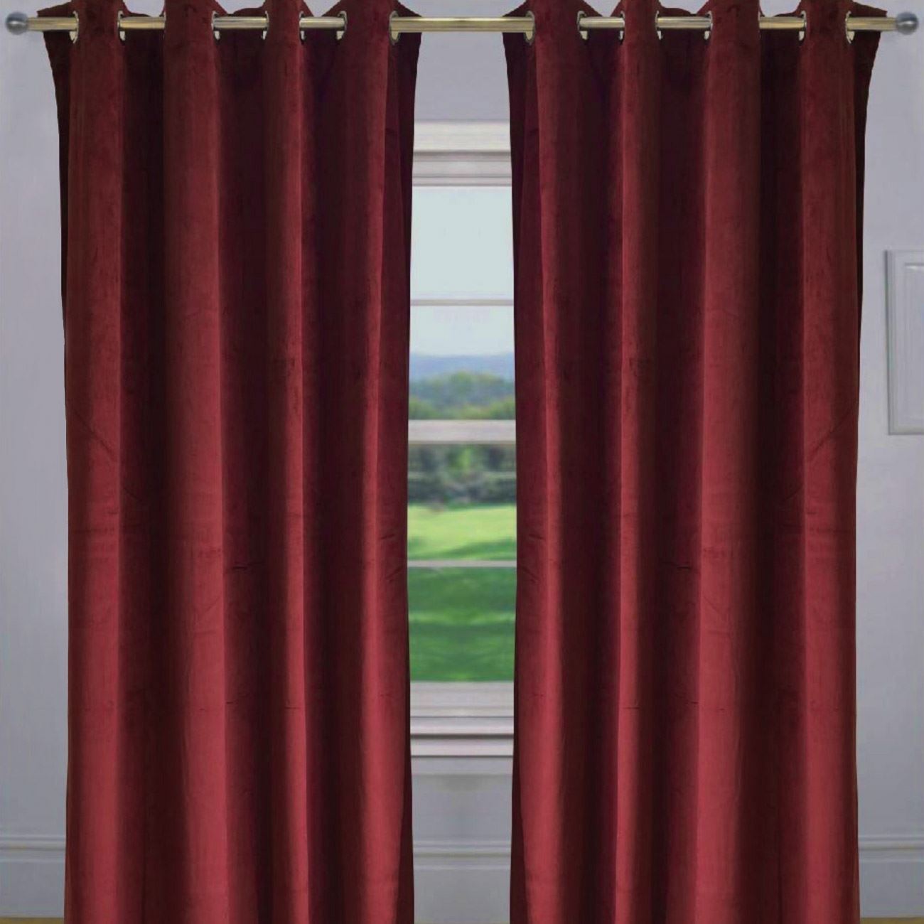 Draperie grena din catifea, Cali, 140 x 260 cm
