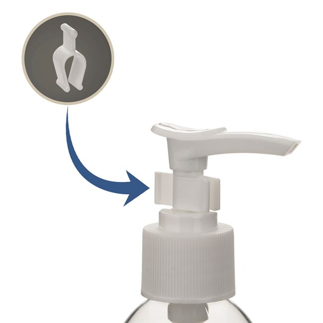 Recipient VENITIVO® pentru calatorie, din plastic, transparent, cu siguranta pentru evitarea deschiderilor accidentale capacitate 200 ml