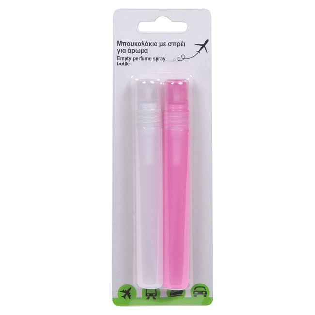 Set 2 recipiente cu pulverizare pentru calatorie, VENITIVO®, din plastic, alb roz, continut 2 recipiente la 12 ml fiecare