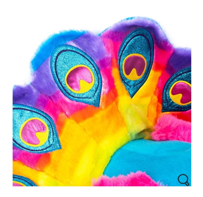 Jucarie de plus, model Paun cu ochi sclipitori si coada multicolora, 60x67x58 cm, Cali Toys