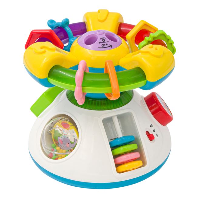 Centru de activitati pentru bebelusi, prevazut cu multiple jocuri de creativitate si proiector, multicolor, +12 luni