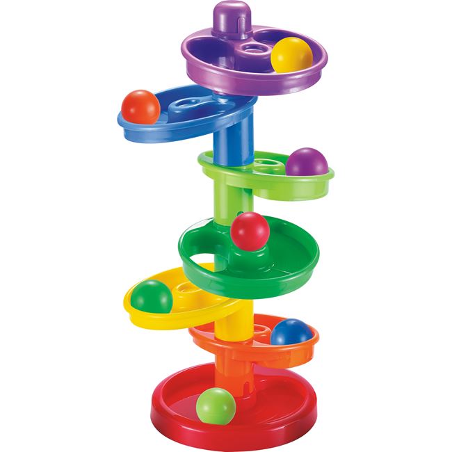 Tobogan educativ cu 7 bile colorate, Gelexis, 26x11x33 cm