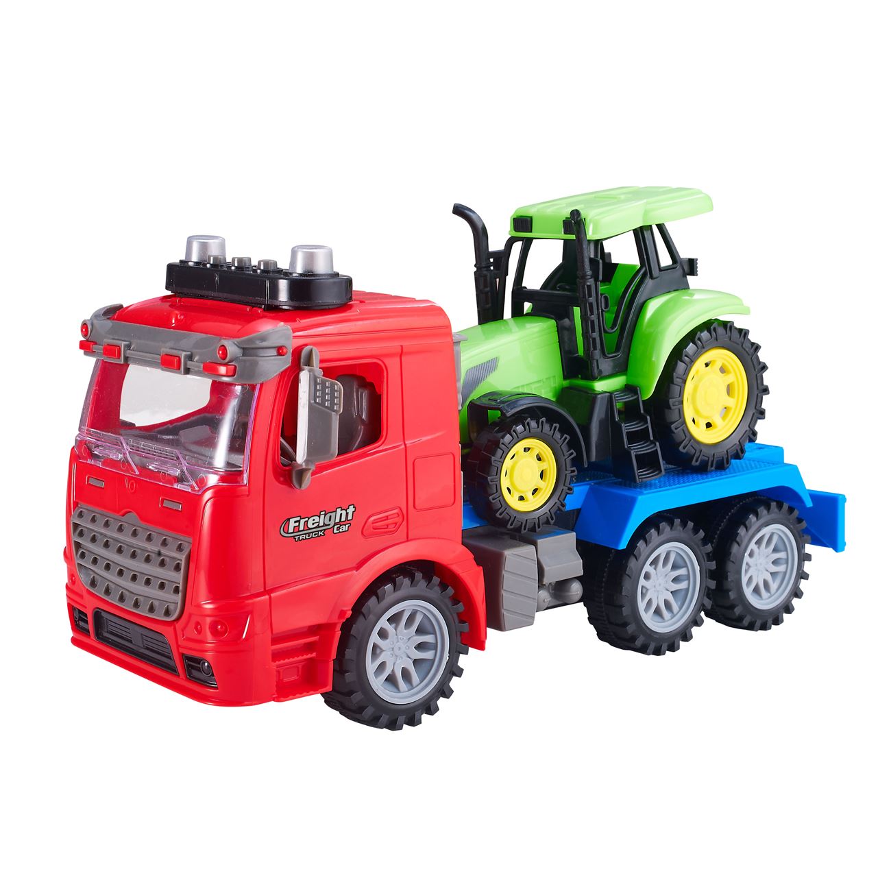 Camion de jucarie ce transporta un tractor, Cali, cu sunete si lumini
