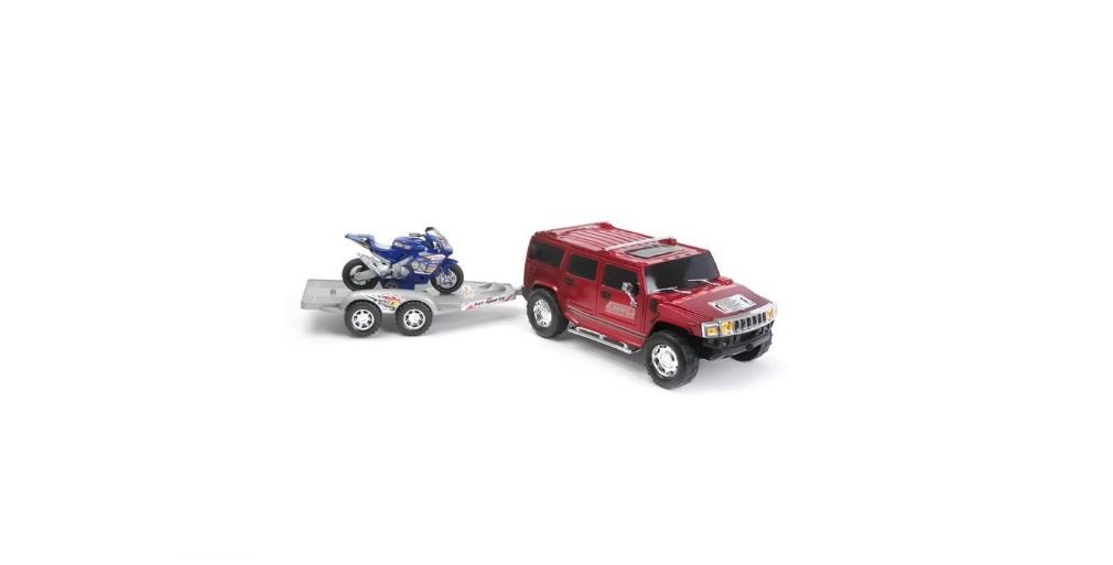 Set masinuta Hammer cu remorca si motocicleta, Cali, 74x17x18 cm