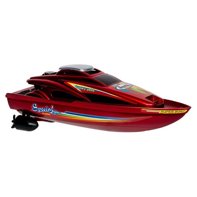 Barca de viteza cu elice controlata din telecomanda, culoare rosie, Cali boat, 34 cm lungime