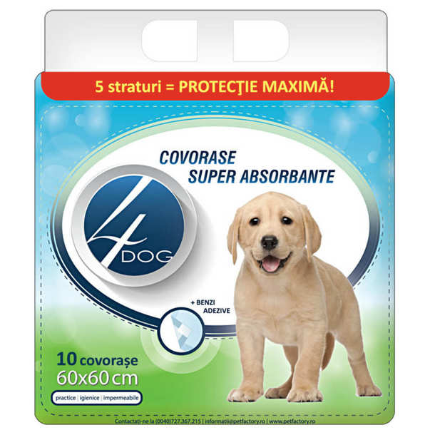 Covoras absorbant Pet Pad 10 buc, 5 straturi, absorbatie ultra rapida, contine atractant