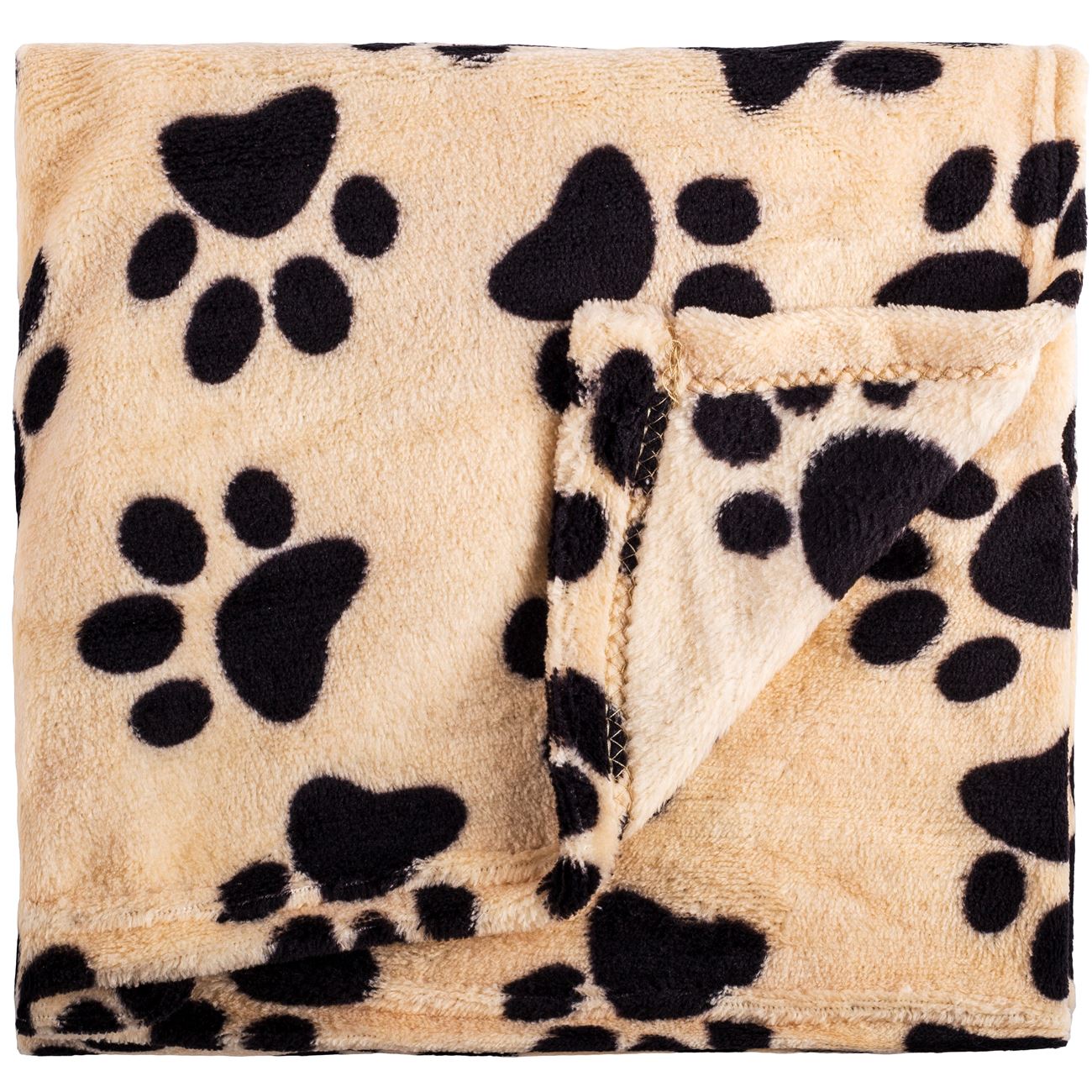 Patura pufoasa, Cali, pentru caini, 70 x 100 cm, bej/negru