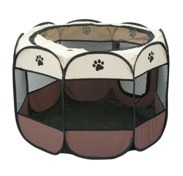 Tarc pliabil pentru caini, culoare Maro – Bej, CST, dimensiuni 91x91x58 cm