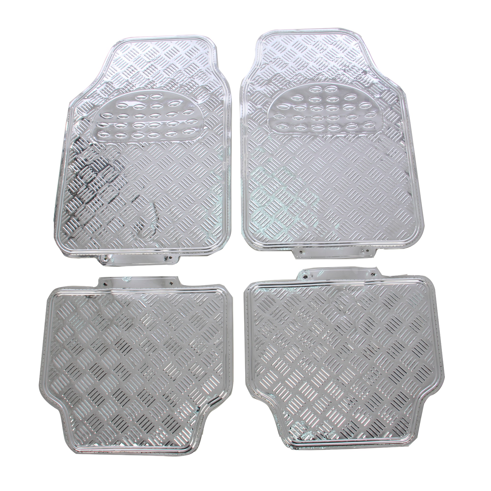 Covorase auto CST Tuning, PVC, argintiu, 42 x 45 / 70 x 45 cm, set 4 bucati