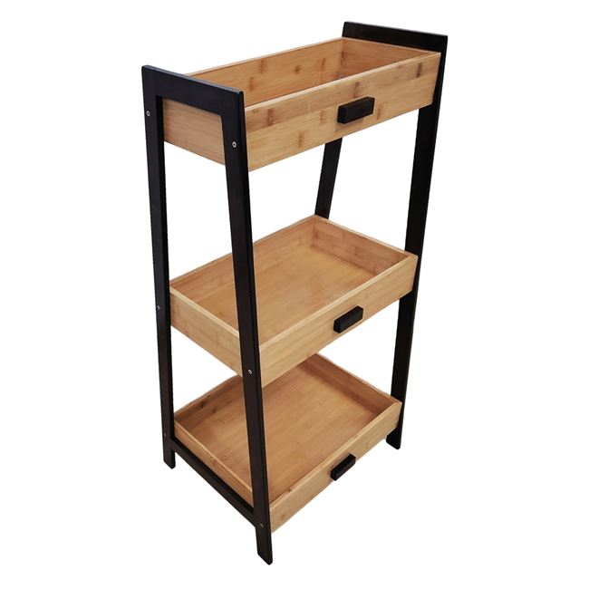 Raft VENITIVO  din bambus si cadru metalic, 3 etajere,  Lungime  45 cm x latime 35 cm x Inaltime 90cm