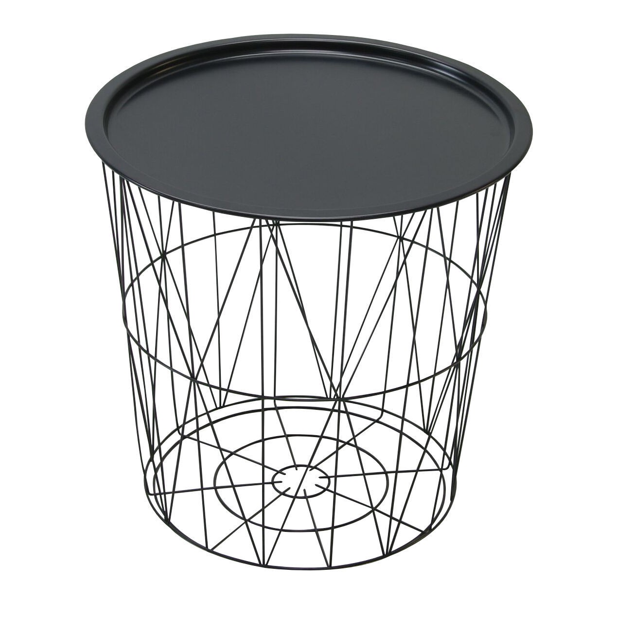 Masuta cafea din metal Black Cali, rotunda, neagra, 45 x 45 cm