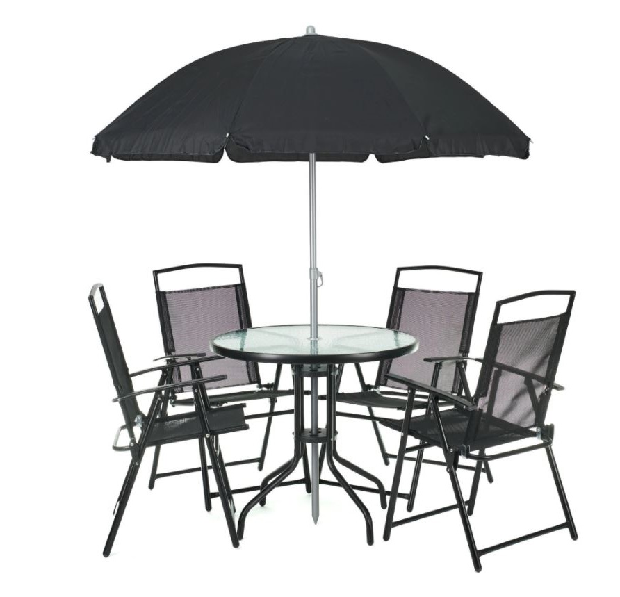 Set mobilier gradina CALI DELUXE black, otel/textil, pentru 4 persoane