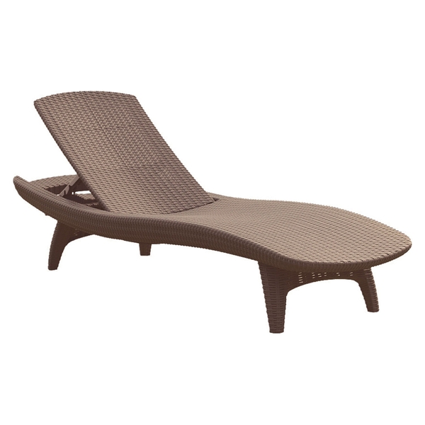 Sezlong plaja Pacific Breeze cu spatar ajustabil, structura plastic maro, dimensiuni 197 x 75 x 41 cm