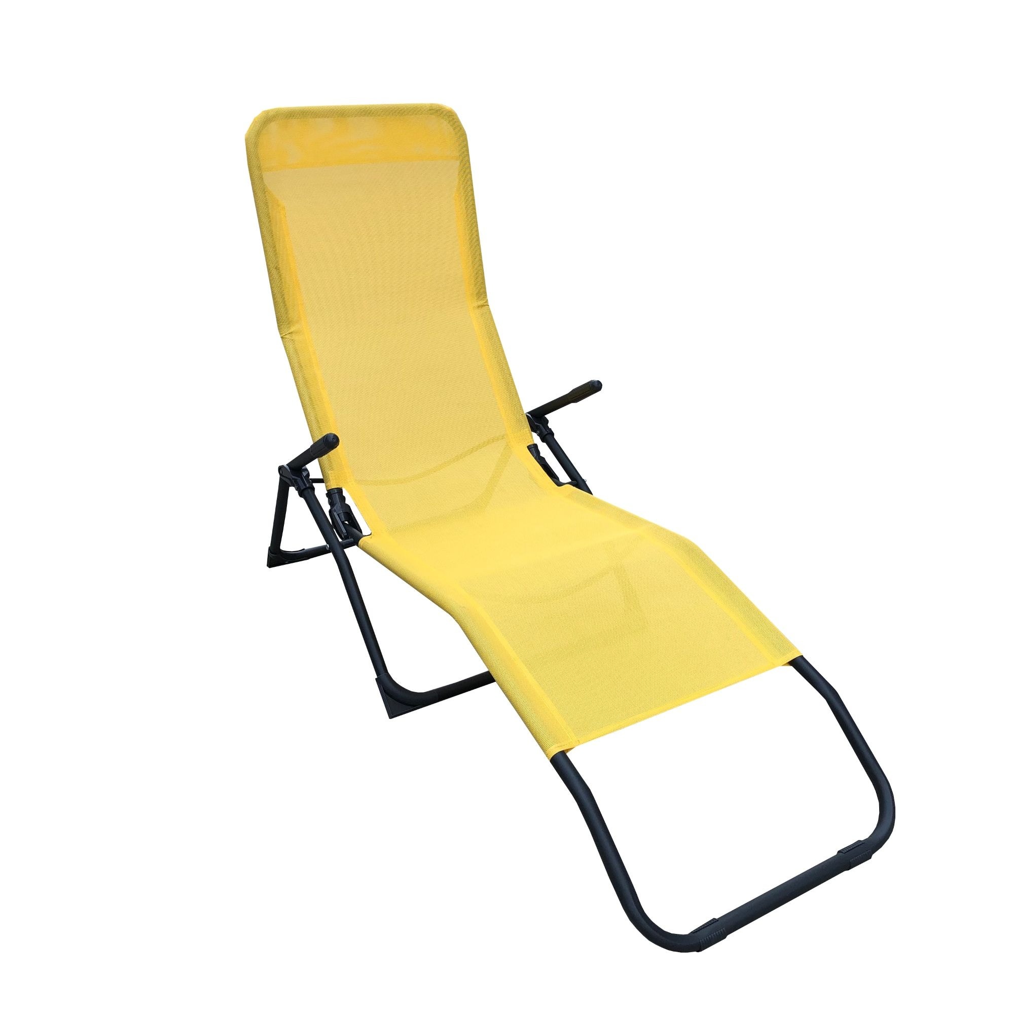 Sezlong pliabil CST, cadru otel, sezut textil, 139 x 60 x 99 cm, galben