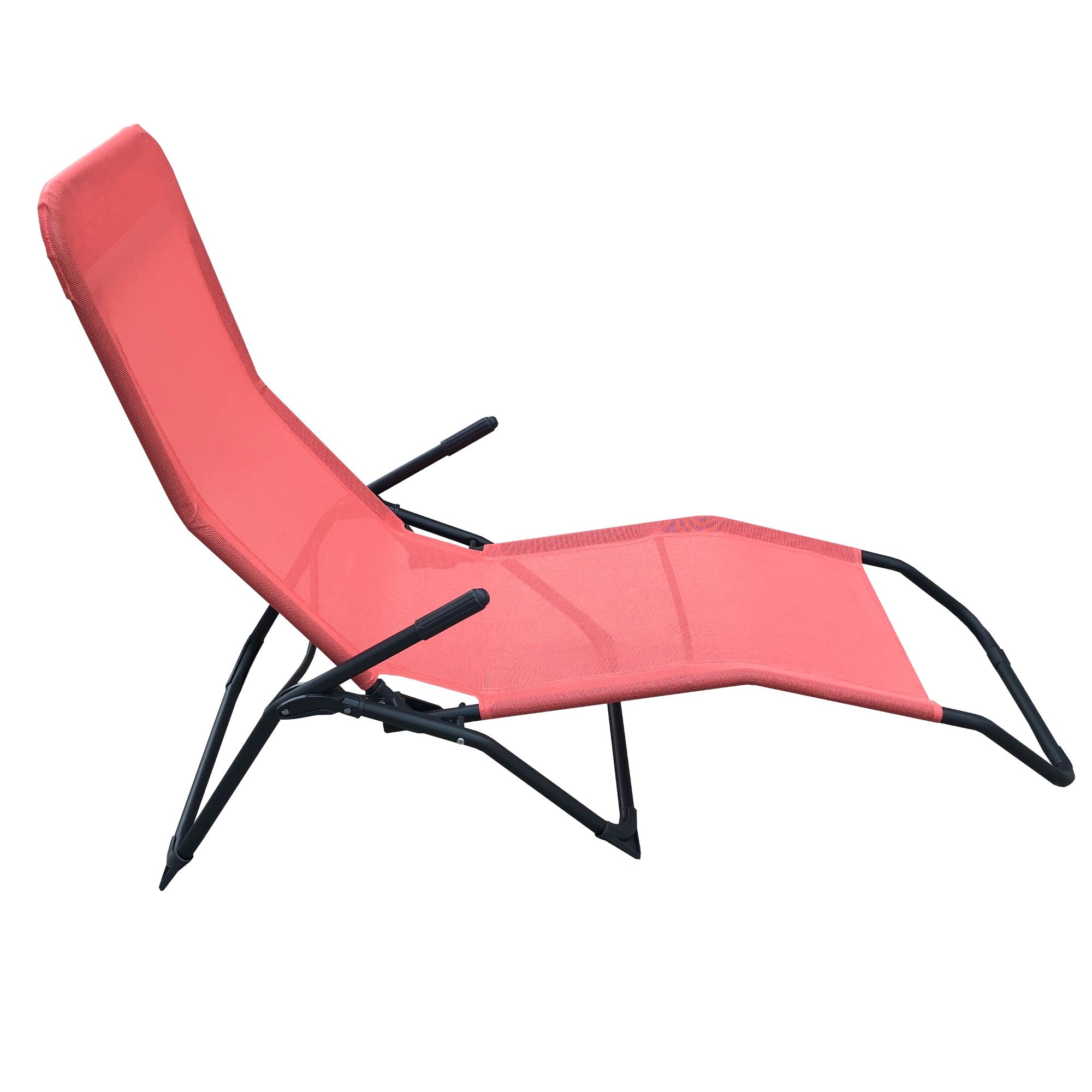 Sezlong pliabil CST, cadru otel, sezut textil, 139 x 60 x 99 cm, rosu