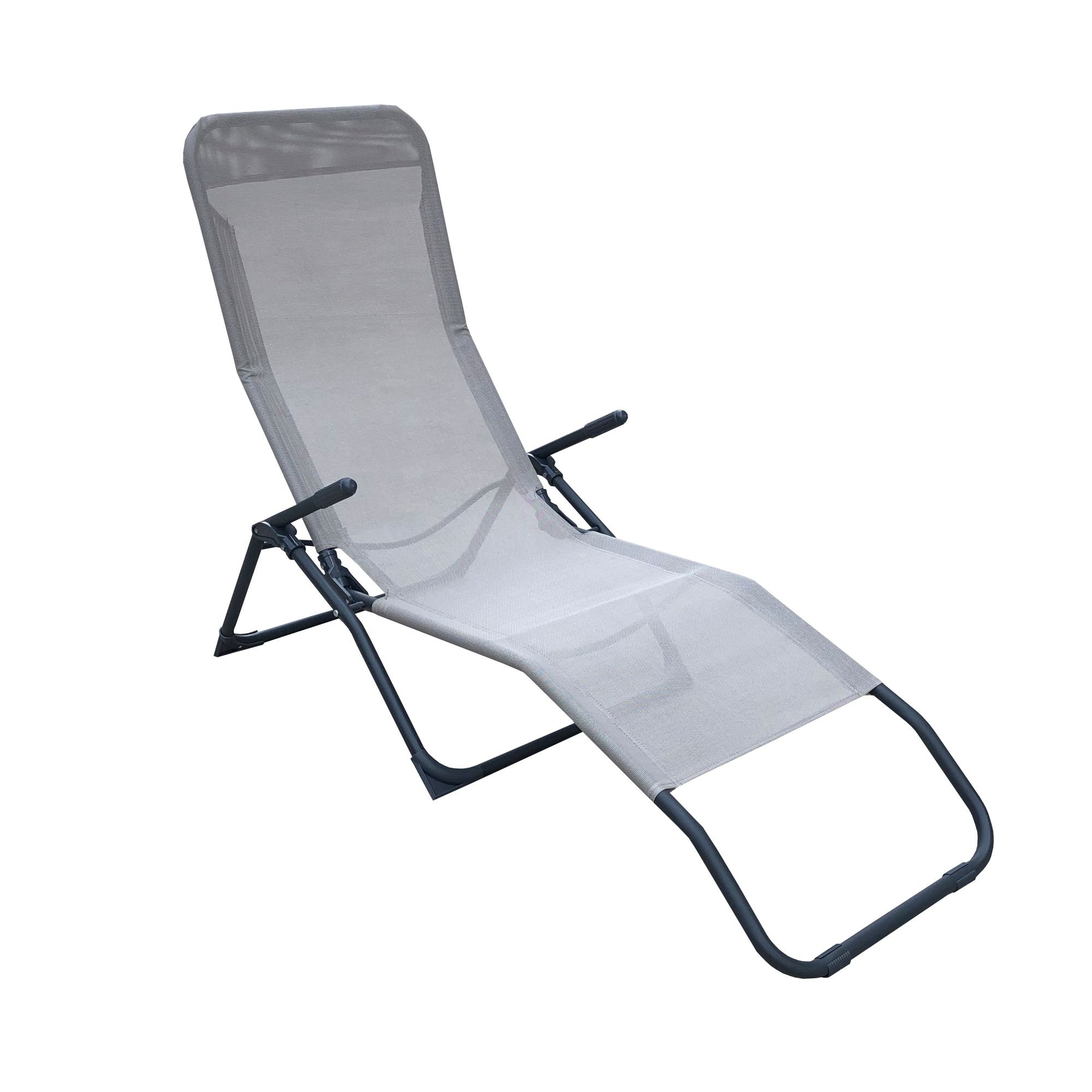 Sezlong pliabil CST, cadru otel, sezut textil, 139 x 60 x 99 cm, bej