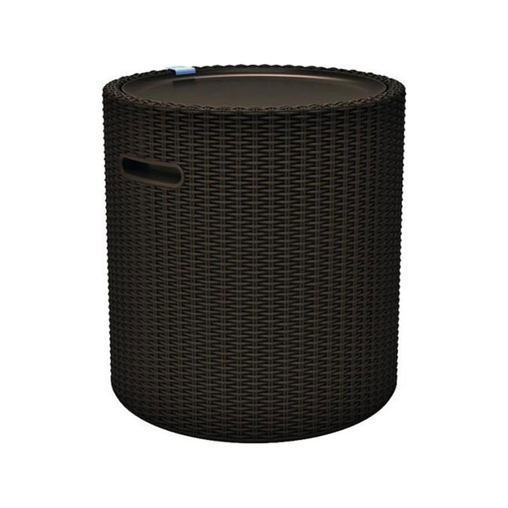 Taburet pentru gradina, cu spatiu depozitare 39 l, Cali, plastic, maro