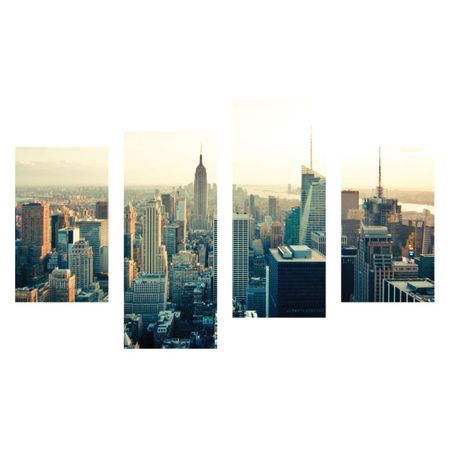 Tablou canvas 4 piese, Cali, Viata in New York, panza + sasiu brad, stil orase si arhitectura, 2 piese – 30 x 50 cm + 2 piese – 30 x 70 cm