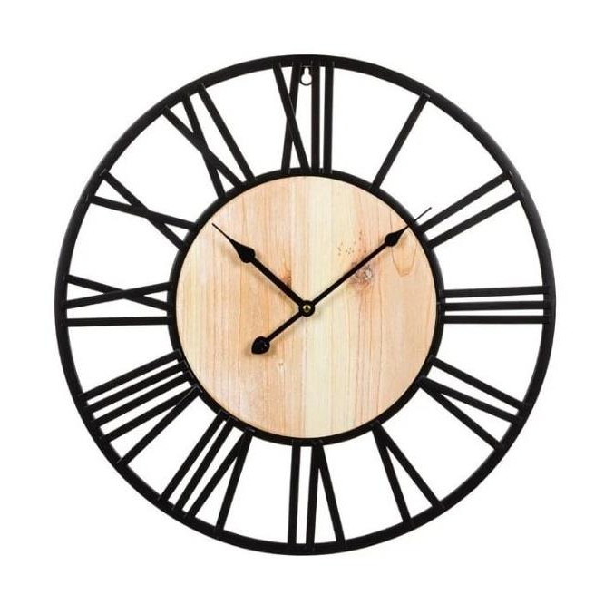 Ceas de perete, 50 cm diametru, cifre romane, stil rustic, farmhouse, industrial