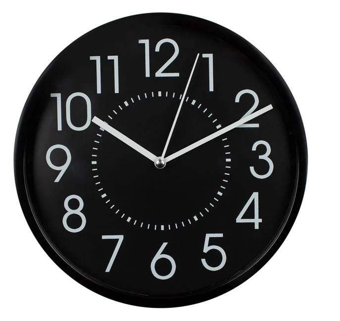 Ceas decorativ de perete, VENITIVO , negru cu cifre albe, diametru 20 cm