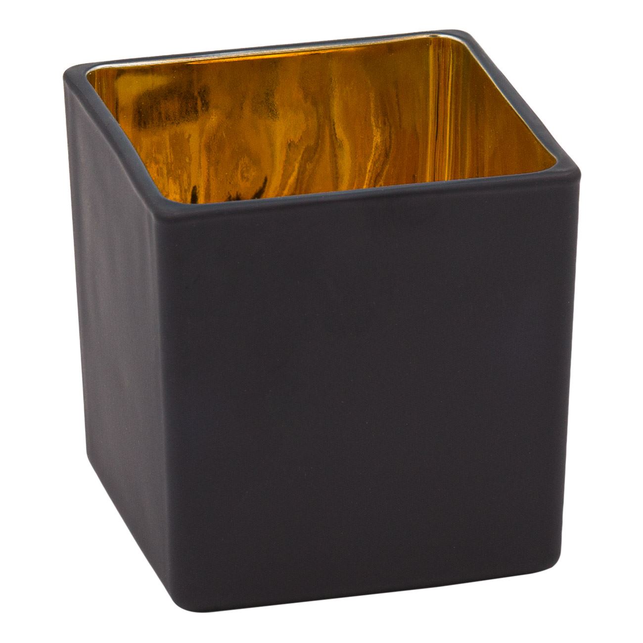 Vaza patrata, Cali, negru auriu, 11.5 x 11.5 x 12 cm