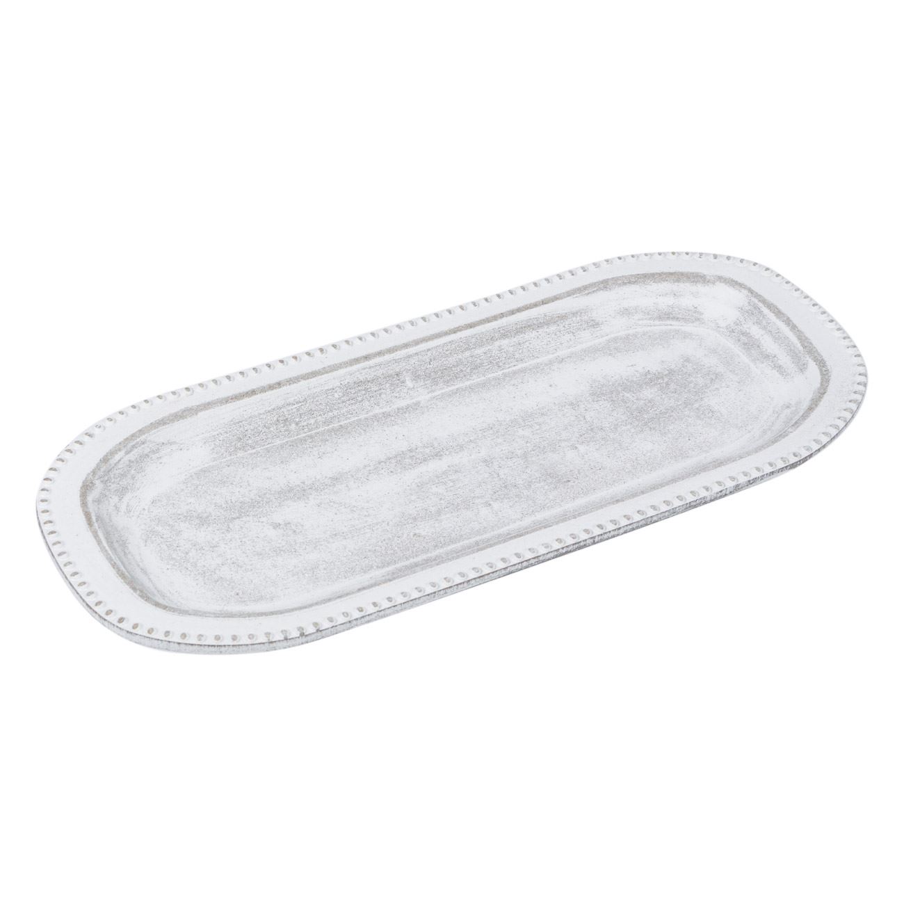 Platou decoratv din lemn, Cali, argintiu, 35×15 cm