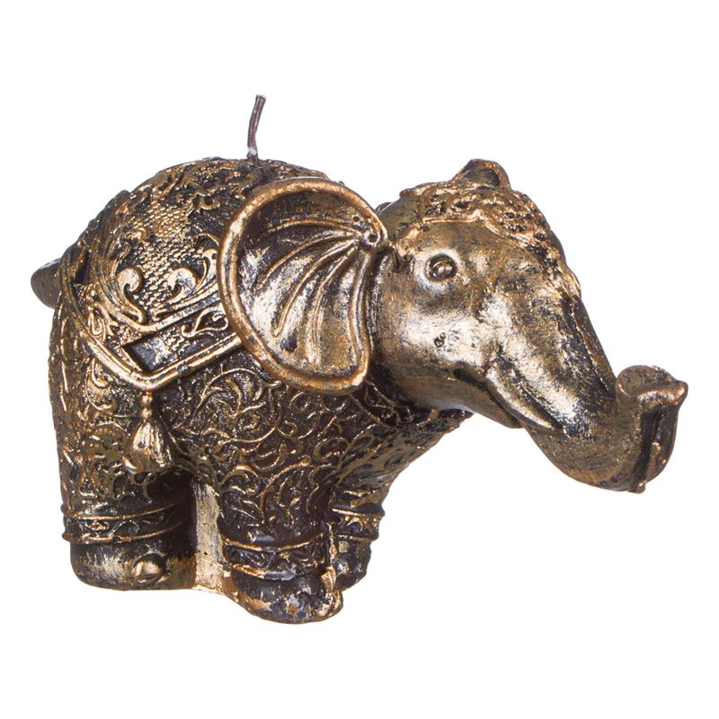 Lumanare decorativa, Cali, model Elefant, auriu, 7.5 x 15 cm