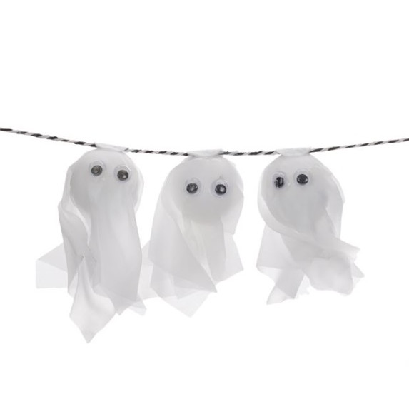 Ghirlanda decor pentru petrecere Halloween, fantome albe, lungime 150 cm