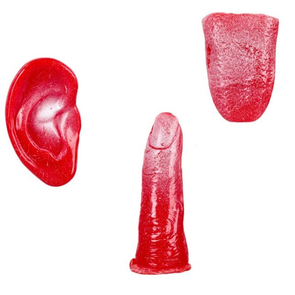Set 3 piese, parti ale corpului taiate, pentru decor Halloween infricosator, culoare sange rosu